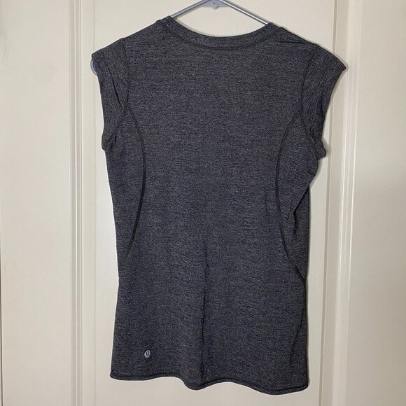 LULULEMON Pedal‎ To The Medal Cap Sleeve Tee Heathered Black Gray Women’s 6 - Picture 5 of 10